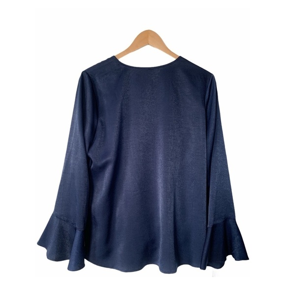 Nwt Plenty by Tracy Reese Navy Bell Sleeve Blouse - Picture 5 of 9